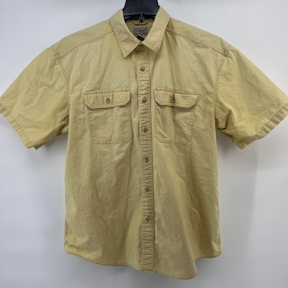 LL Bean Other - LL Bean Mens Traditional Fit Short Sleeve Button Up Shirt Khaki Tan L-Reg